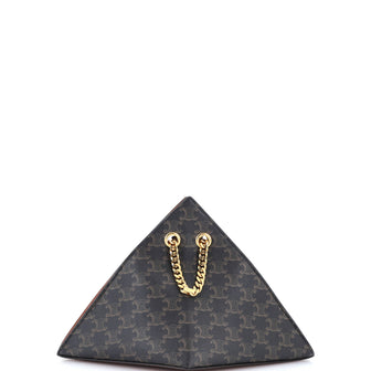 Celine Pyramid Chain Shoulder Bag Triomphe Coated Canvas