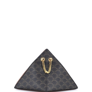 Celine Pyramid Chain Shoulder Bag Triomphe Coated Canvas