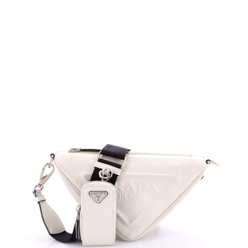 Prada Triangle Logo Zip Crossbody Bag Leather Small
