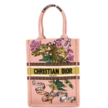 Christian Dior Book Tote Embroidered Canvas Vertical