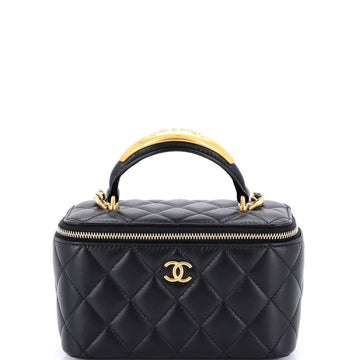 Chanel CC Top Handle Vanity Case with Chain Quilted Lambskin with Metal Small