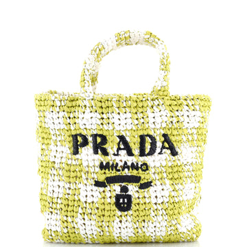 Prada Logo Tote Raffia Small