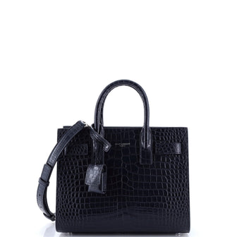 Saint Laurent Sac de Jour Bag Crocodile Embossed Leather Nano
