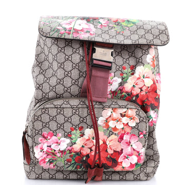 Gucci Buckle Backpack Blooms Print GG Coated Canvas Medium