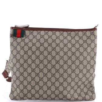 Gucci Web Loop Flat Messenger GG Coated Canvas Large