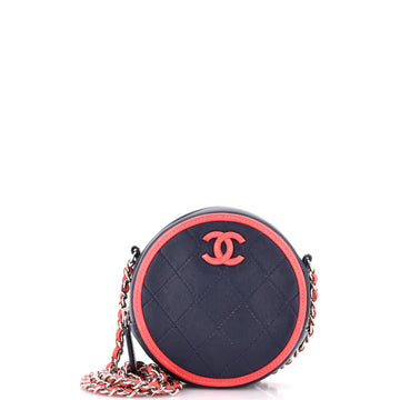 Chanel Color Pop Round Clutch with Chain Quilted Lambskin