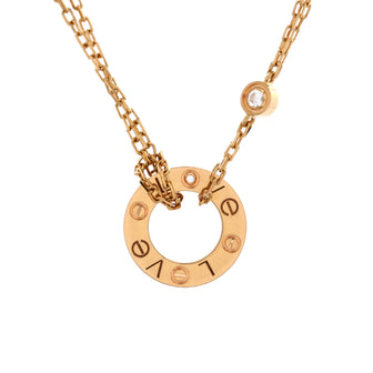 Cartier 2 Diamonds Love Pendant Necklace 18K Yellow Gold and Diamonds