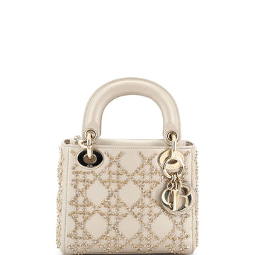 Christian Dior Lady Dior Chain Bag Crystal Embellished Cannage Quilt Leather Mini