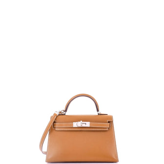 Hermes Kelly Mini II Bag Brown Veau Butler with Palladium Hardware 20