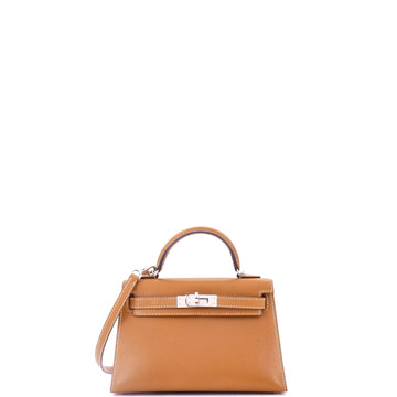 Hermes Kelly Mini II Bag Brown Veau Butler with Palladium Hardware 20