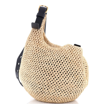 Loewe Paula's Ibiza Punch Hole Hobo Raffia with Leather Small