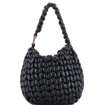 Chloe Wooden C Hobo Woven Leather Large