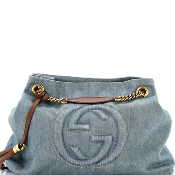 Gucci Soho Chain Strap Shoulder Bag Denim Medium