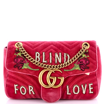 Gucci GG Marmont Flap Bag Embroidered Matelasse Velvet Medium