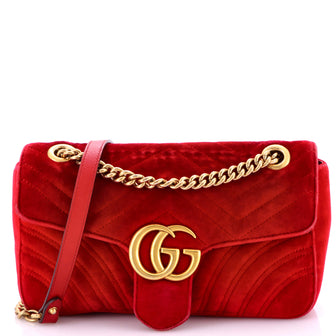 Gucci GG Marmont Flap Bag Matelasse Velvet Medium