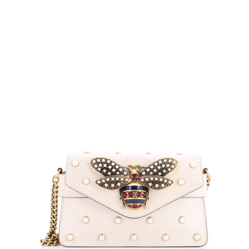 Gucci Broadway Pearly Bee Shoulder Bag Embellished Leather Mini
