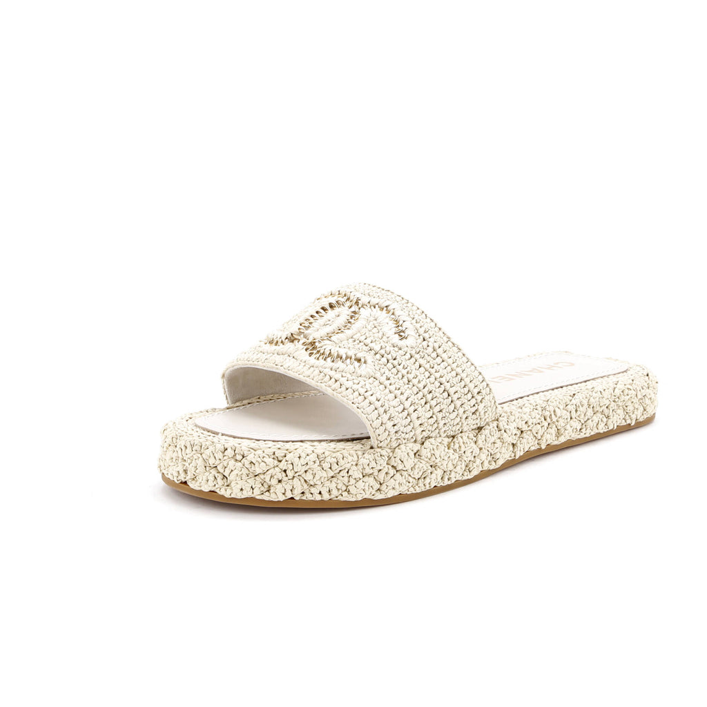 Women's CC Slide Mules Woven Raffia