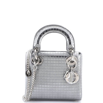 Christian Dior Lady Dior Bag Micro Cannage Metallic Calfskin Mini