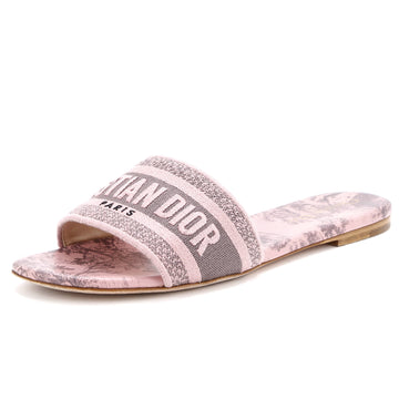 Christian Dior Women's Dway Flat Sandals Embroidered Canvas