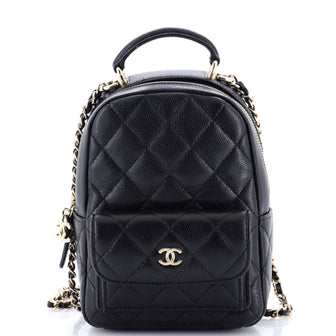 Chanel Classic CC Chain Pocket Backpack Quilted Caviar Mini