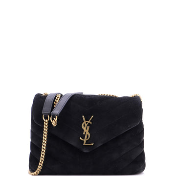 Saint Laurent Loulou Shoulder Bag Matelasse Chevron Suede Small