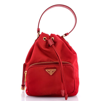 Prada Drawstring Bucket Bag Tessuto Small
