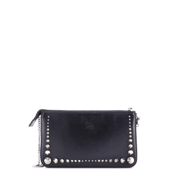 Christian Louboutin Loubila Chain Clutch Spiked Leather