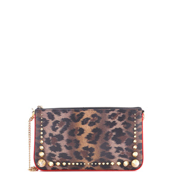 Christian Louboutin Loubila Chain Clutch Spiked Leather