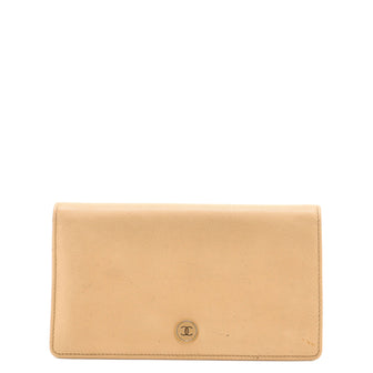 Chanel CC Button Bi-Fold Wallet Leather Long