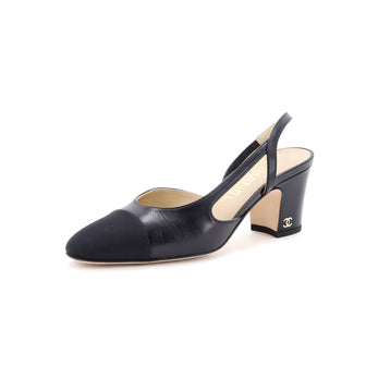 Chanel Women’s Cap Toe Slingback Pumps Leather