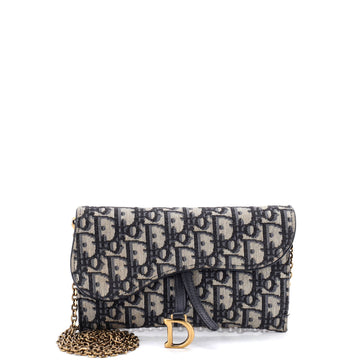 Christian Dior Saddle Chain Wallet Oblique Canvas
