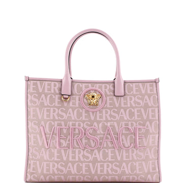 Versace La Medusa Tote All Over Logo Canvas Large