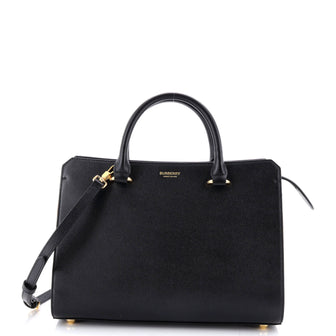 Burberry Banwell Tote Leather and House Check Canvas Small