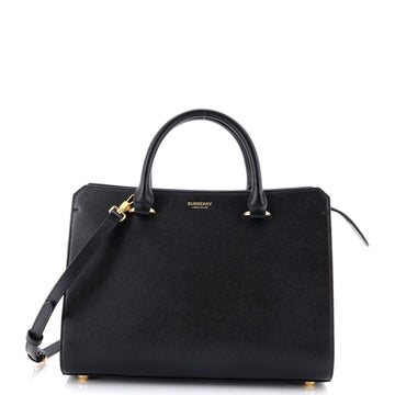 Burberry Banwell Tote Leather and House Check Canvas Small