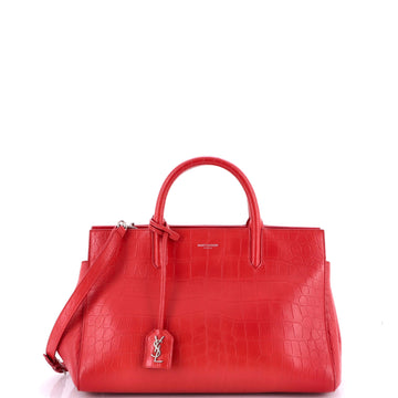 Saint Laurent Rive Gauche Cabas Crocodile Embossed Leather Small