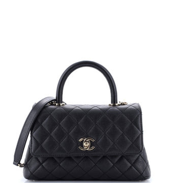 Chanel Coco Top Handle Bag Quilted Caviar Mini