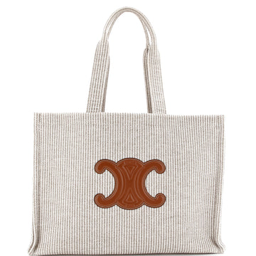 Celine Cabas Thais Tote Triomphe Striped Canvas Large