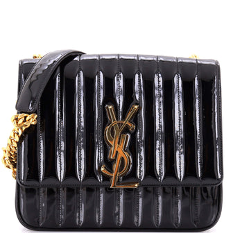 Saint Laurent Vicky Crossbody Bag Vertical Quilted Patent Large