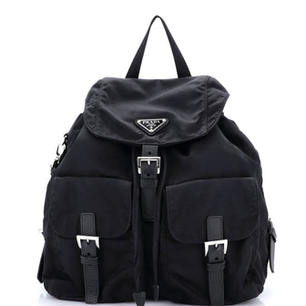 Prada Double Front Pocket Backpack Re-Nylon with Leather Medium