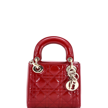 Christian Dior Lady Dior Chain Bag Cannage Quilt Patent Mini