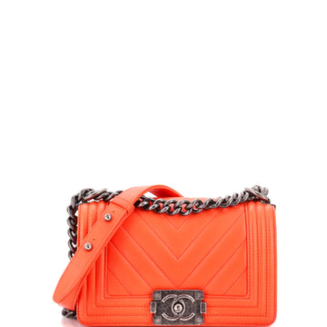 Chanel Boy Flap Bag Chevron Calfskin Small