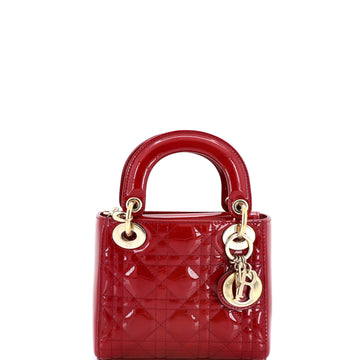 Christian Dior Lady Dior Chain Bag Cannage Quilt Patent Mini