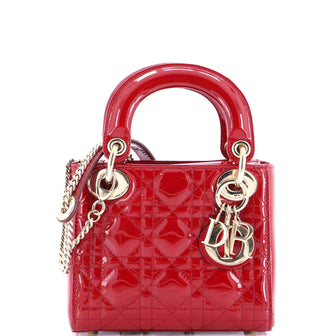 Christian Dior Lady Dior Chain Bag Cannage Quilt Patent Mini