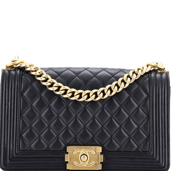 Chanel Boy Flap Bag Quilted Lambskin Old Medium