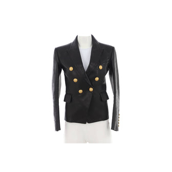 Balmain Women's Double Breasted Blazer Leather