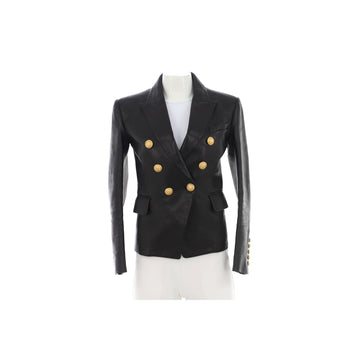 Balmain Women's Double Breasted Blazer Leather