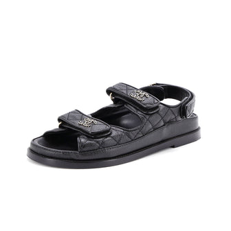 Chanel Women's Velcro Dad Sandals Quilted Leather