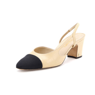 Chanel Women’s Cap Toe Slingback Pumps Leather