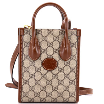 Gucci Interlocking G Patch Tote GG Coated Canvas Mini