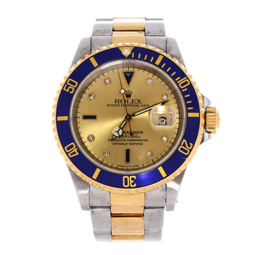Rolex Oyster Perpetual Submariner Date Automatic Watch Stainless Steel and Yellow Gold with Diamond and Sapphire Markers 40